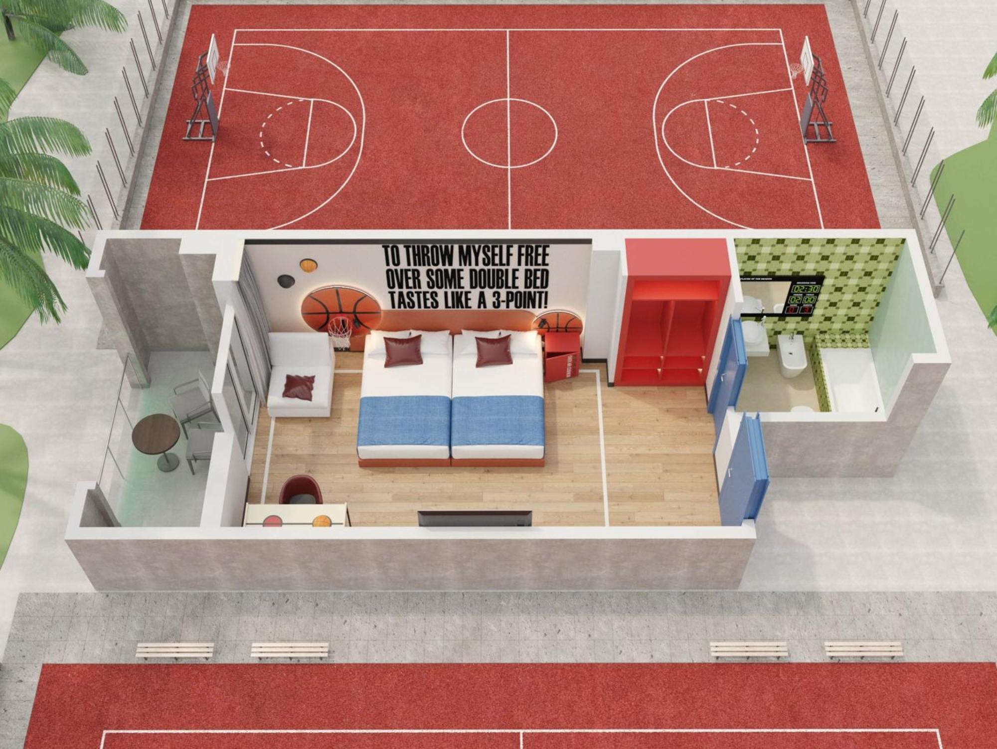 Slam Dunk Quadruple Room with Pool View - Basket